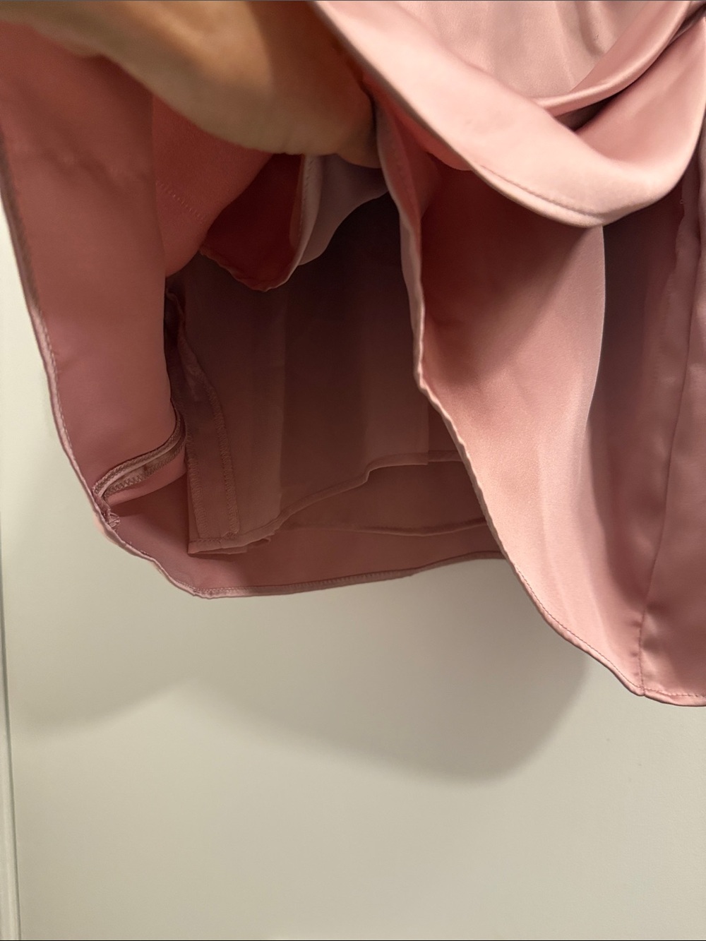 Zara Blush Pink Satin Wrap-Style Long Sleeve Dress - Picture 5 of 6